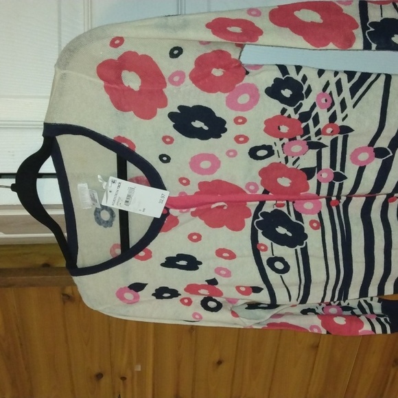 Cooperative Nordstrom floral blue and pink button down cardigan Sz Small - Picture 5 of 17